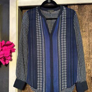 Sanctuary Blouse Blue Print Boho Feminine Top Small Flowy